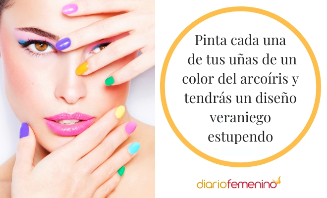 El diseño de uñas arcoíris es estupendo para lucir durante el verano